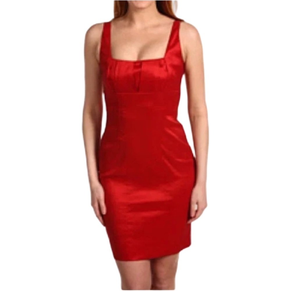🔴 Calvin Klein Crimson Structured Dress – Size 14